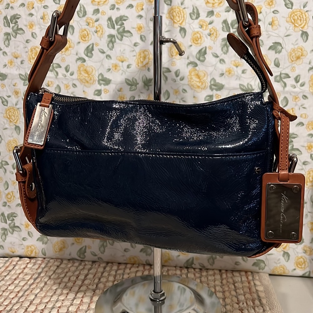 Kenneth Cole New York Handbag Blue Patent & Leather